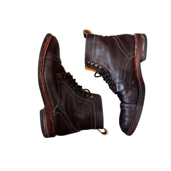 SOLD Goodyear Welted Stacy Adams Leather Lace Up Booties Mens 10D Brown Chukka - Picture 2 of 14